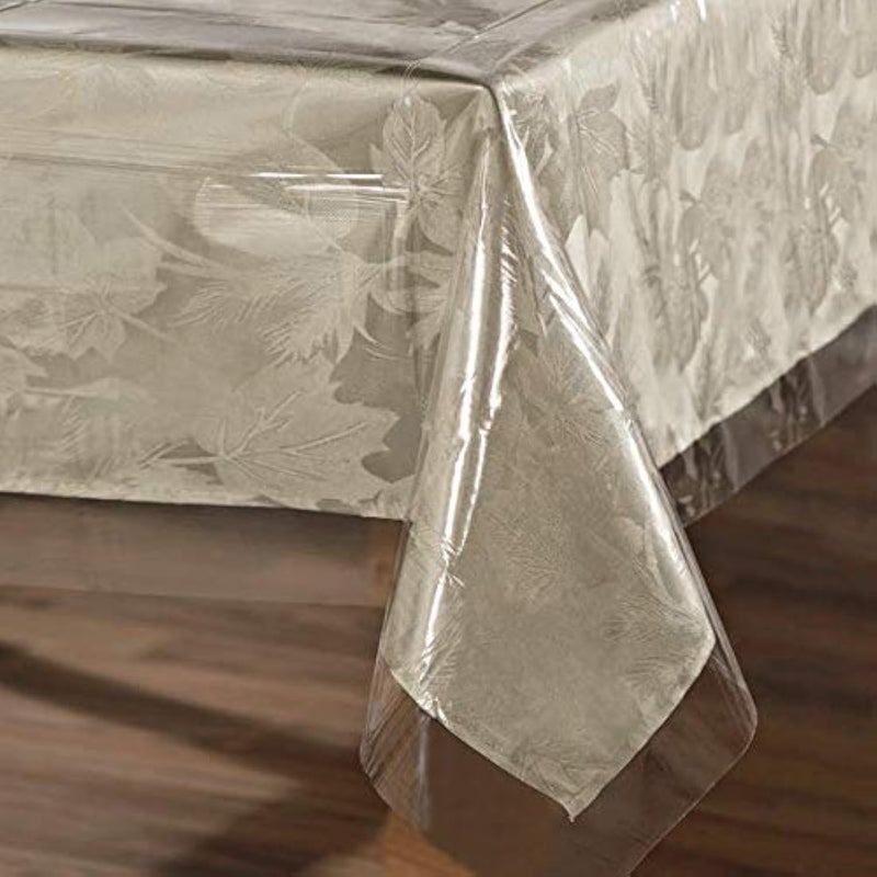 sancua Clear Plastic 100% Waterproof Tablecloth - 52 x 70 Inch - Vinyl PVC Rectangle Table Cloth Protector Oil Spill Proof Wipe Clean Table Cover for Dining Tables, Parties & Camping, Crystal Clear - Image 1